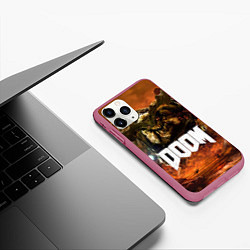 Чехол iPhone 11 Pro матовый DOOM 4: Hell Cyberdemon, цвет: 3D-малиновый — фото 2