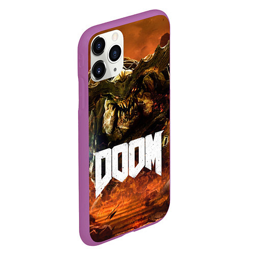 Чехол iPhone 11 Pro матовый DOOM 4: Hell Cyberdemon / 3D-Фиолетовый – фото 2