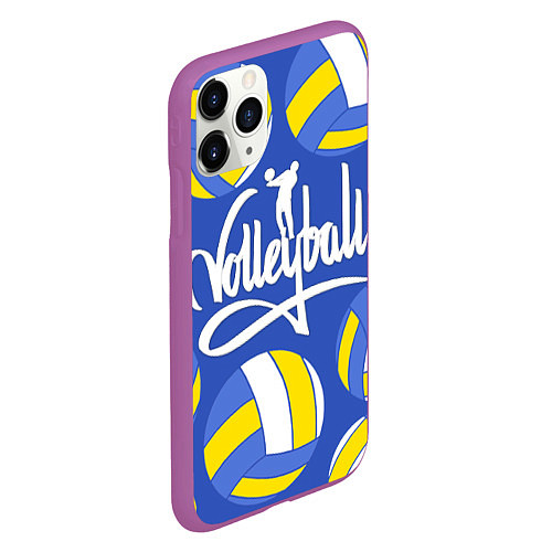 Чехол iPhone 11 Pro матовый Волейбол 6 / 3D-Фиолетовый – фото 2