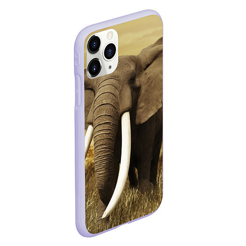 Чехол iPhone 11 Pro матовый Могучий слон / 3D-Светло-сиреневый – фото 2