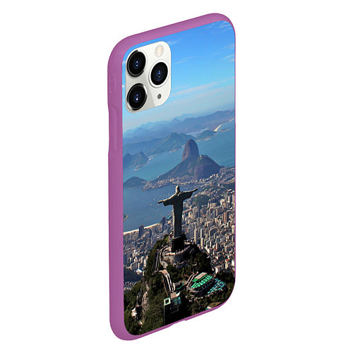 Чехол iPhone 11 Pro матовый Рио-де-Жанейро / 3D-Фиолетовый – фото 2