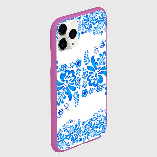 Чехол iPhone 11 Pro матовый Гжель / 3D-Фиолетовый – фото 2
