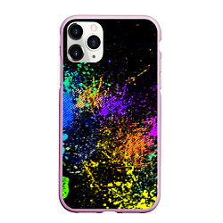 Чехол iPhone 11 Pro матовый Брызги красок, цвет: 3D-розовый