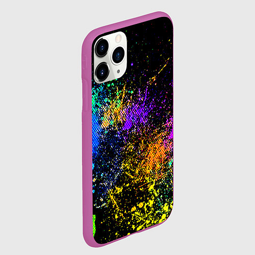 Чехол iPhone 11 Pro матовый Брызги красок / 3D-Фиолетовый – фото 2