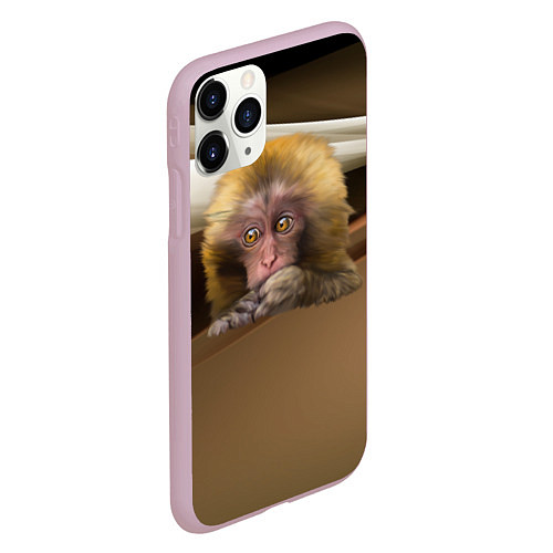 Чехол iPhone 11 Pro матовый Мартышка / 3D-Розовый – фото 2