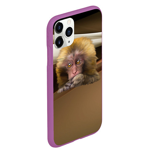 Чехол iPhone 11 Pro матовый Мартышка / 3D-Фиолетовый – фото 2