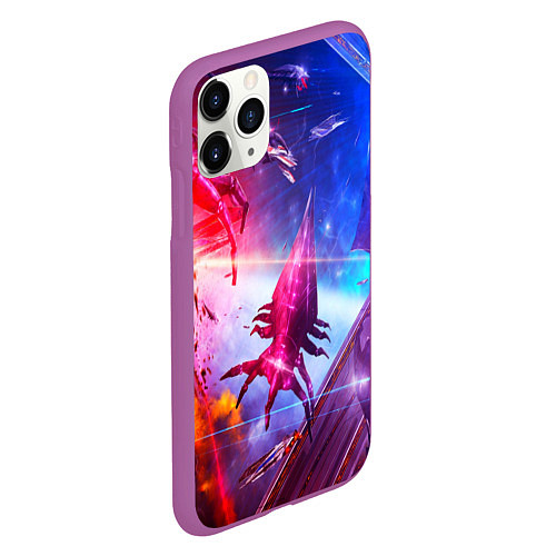 Чехол iPhone 11 Pro матовый Mass effect / 3D-Фиолетовый – фото 2