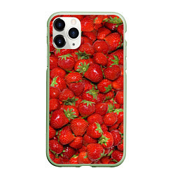Чехол iPhone 11 Pro матовый Клубнички, цвет: 3D-салатовый