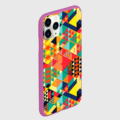 Чехол iPhone 11 Pro матовый Геометрия / 3D-Фиолетовый – фото 2