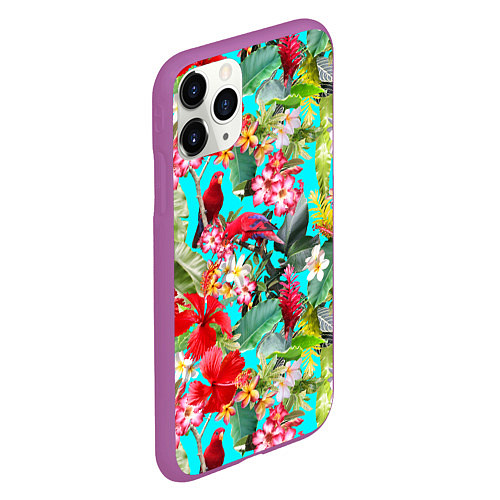 Чехол iPhone 11 Pro матовый Тропический мир / 3D-Фиолетовый – фото 2