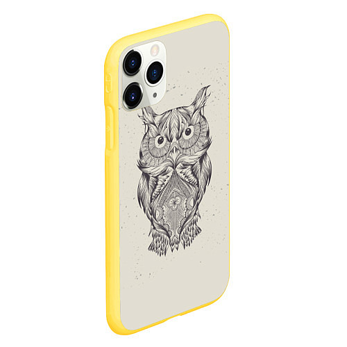 Чехол iPhone 11 Pro матовый Умная сова / 3D-Желтый – фото 2