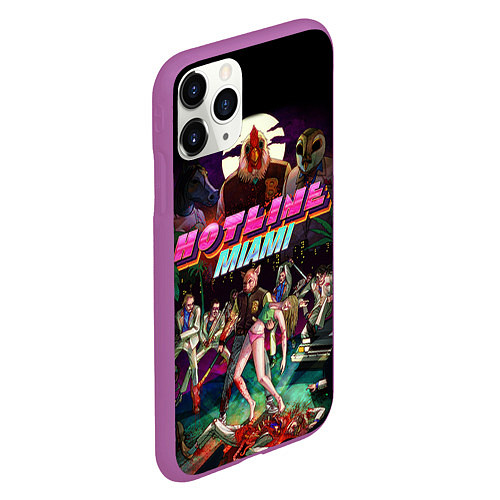 Чехол iPhone 11 Pro матовый Hotline Miami / 3D-Фиолетовый – фото 2