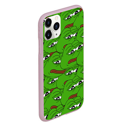 Чехол iPhone 11 Pro матовый Sad frogs / 3D-Розовый – фото 2