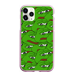 Чехол iPhone 11 Pro матовый Sad frogs, цвет: 3D-розовый