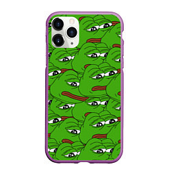 Чехол iPhone 11 Pro матовый Sad frogs, цвет: 3D-фиолетовый