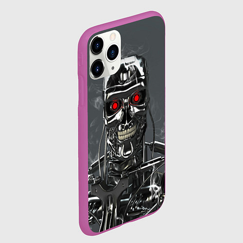 Чехол iPhone 11 Pro матовый Скелет Терминатора / 3D-Фиолетовый – фото 2