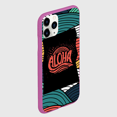 Чехол iPhone 11 Pro матовый Алоха / 3D-Фиолетовый – фото 2