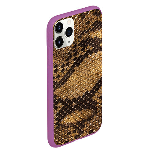 Чехол iPhone 11 Pro матовый Змеиная кожа / 3D-Фиолетовый – фото 2