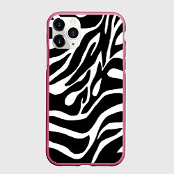 Чехол iPhone 11 Pro матовый Зебра, цвет: 3D-малиновый