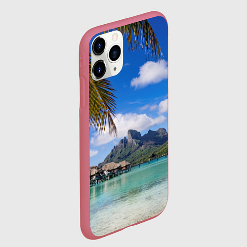 Чехол iPhone 11 Pro матовый Бора-Бора / 3D-Малиновый – фото 2