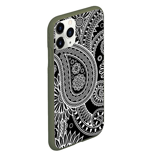 Чехол iPhone 11 Pro матовый Paisley / 3D-Темно-зеленый – фото 2