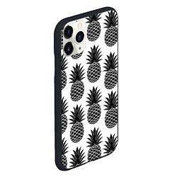 Чехол iPhone 11 Pro матовый Ананасы 3, цвет: 3D-черный — фото 2
