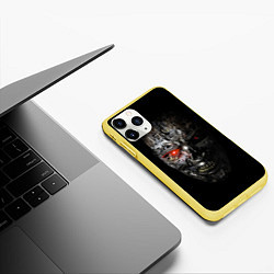 Чехол iPhone 11 Pro матовый Terminator Skull, цвет: 3D-желтый — фото 2