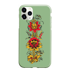 Чехол iPhone 11 Pro матовый Хохлома: цветы