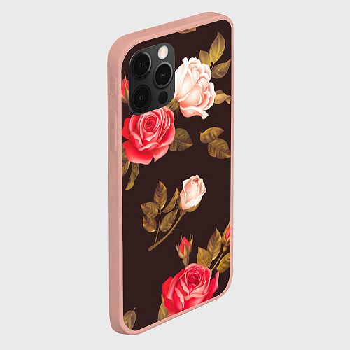 Чехол iPhone 12 Pro Max Мотив из роз / 3D-Светло-розовый – фото 2