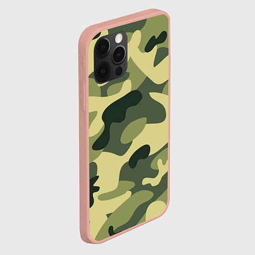 Чехол iPhone 12 Pro Max Камуфляж: зеленый/хаки / 3D-Светло-розовый – фото 2