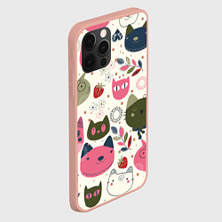 Чехол для iPhone 12 Pro Max Радостные котики, цвет: 3D-светло-розовый — фото 2