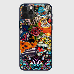 Чехол для iPhone 12 Pro Max Dsquared tatoo, цвет: 3D-черный