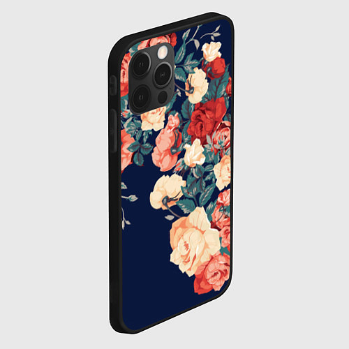 Чехол iPhone 12 Pro Max Fashion flowers / 3D-Черный – фото 2