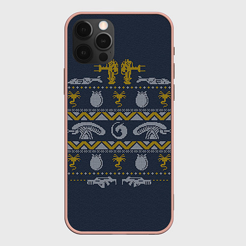 Чехол iPhone 12 Pro Max Новогодний свитер Чужой / 3D-Светло-розовый – фото 1