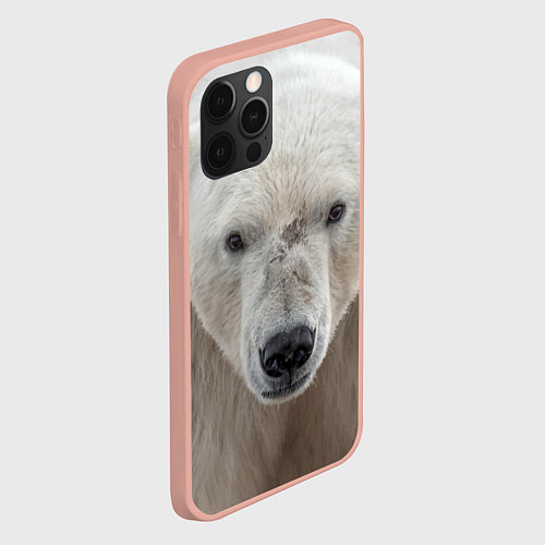 Чехол iPhone 12 Pro Max Белый медведь / 3D-Светло-розовый – фото 2