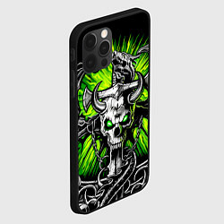 Чехол для iPhone 12 Pro Max Рогатый череп с мечом, цвет: 3D-черный — фото 2