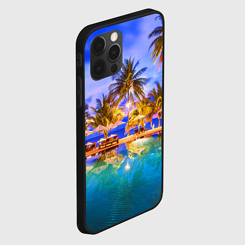 Чехол iPhone 12 Pro Max Таиланд - тропический оазис / 3D-Черный – фото 2