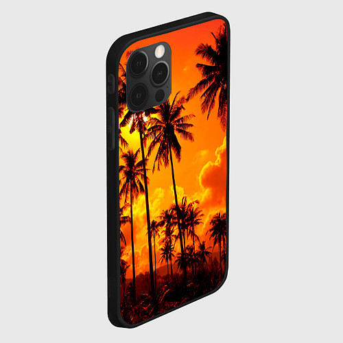 Чехол iPhone 12 Pro Max Таиланд - пальмы на закате / 3D-Черный – фото 2