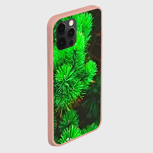 Чехол iPhone 12 Pro Max Зелёная ель / 3D-Светло-розовый – фото 2