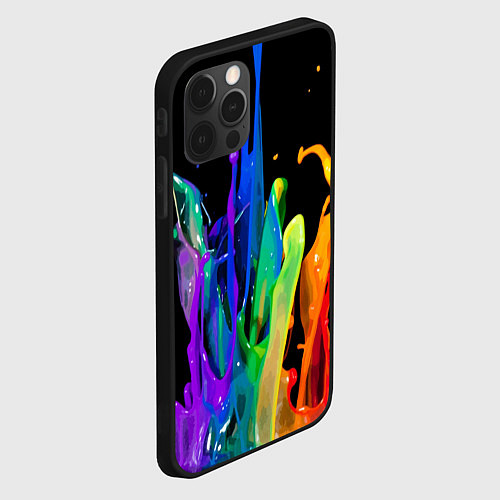 Чехол iPhone 12 Pro Max Всплеск красок / 3D-Черный – фото 2