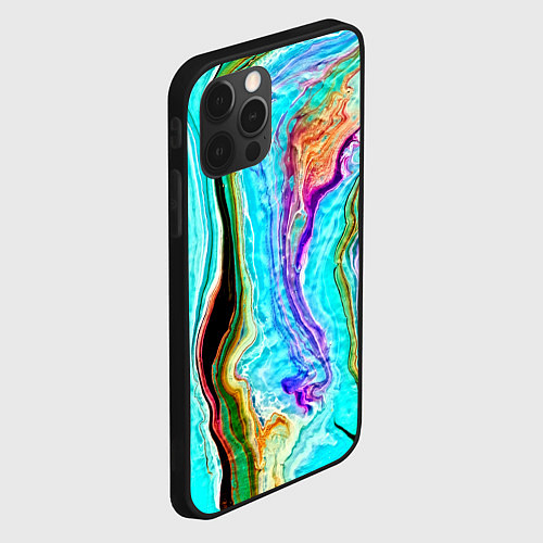 Чехол iPhone 12 Pro Max Цветные разводы / 3D-Черный – фото 2