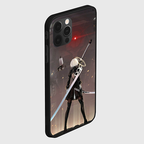 Чехол iPhone 12 Pro Max Мечница 2B: Nier / 3D-Черный – фото 2