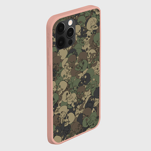 Чехол iPhone 12 Pro Max Камуфляж с черепами / 3D-Светло-розовый – фото 2