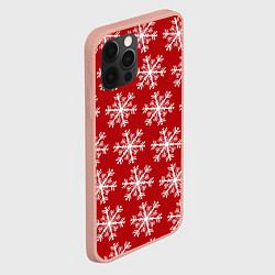 Чехол для iPhone 12 Pro Max Новогодние Снежинки, цвет: 3D-светло-розовый — фото 2