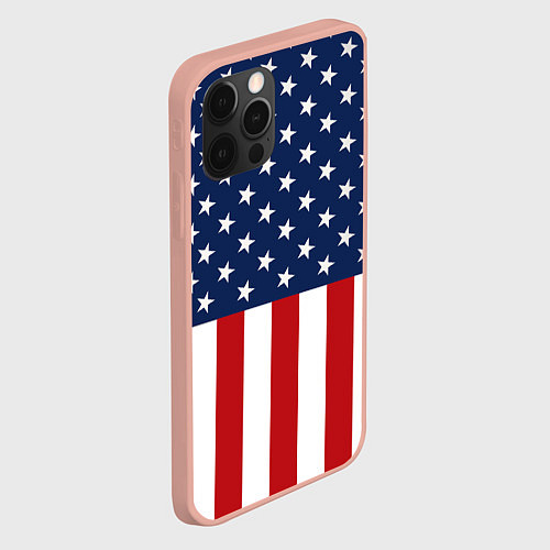 Чехол iPhone 12 Pro Max Флаг США / 3D-Светло-розовый – фото 2