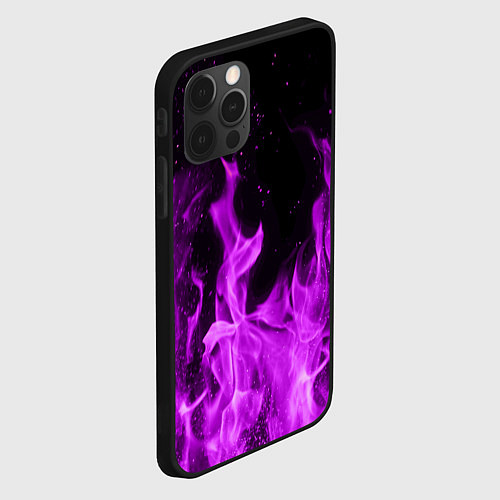 Чехол iPhone 12 Pro Max Фиолетовый огонь / 3D-Черный – фото 2