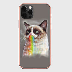 Чехол для iPhone 12 Pro Max Grumpy Cat, цвет: 3D-светло-розовый