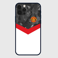 Чехол для iPhone 12 Pro Max Man United FC: Grey Polygons, цвет: 3D-черный