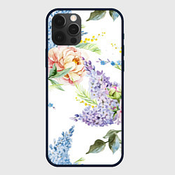 Чехол для iPhone 12 Pro Max Сирень и Пионы, цвет: 3D-черный