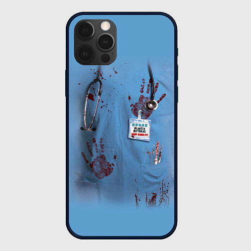Чехол iPhone 12 Pro Max Костюм врача кровь / 3D-Черный – фото 1